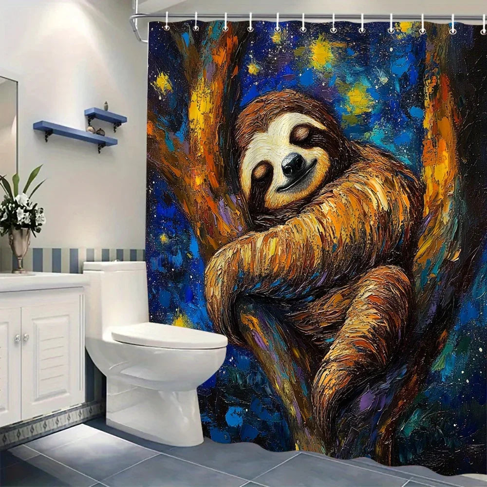Starry Night Sloth Shower Curtain