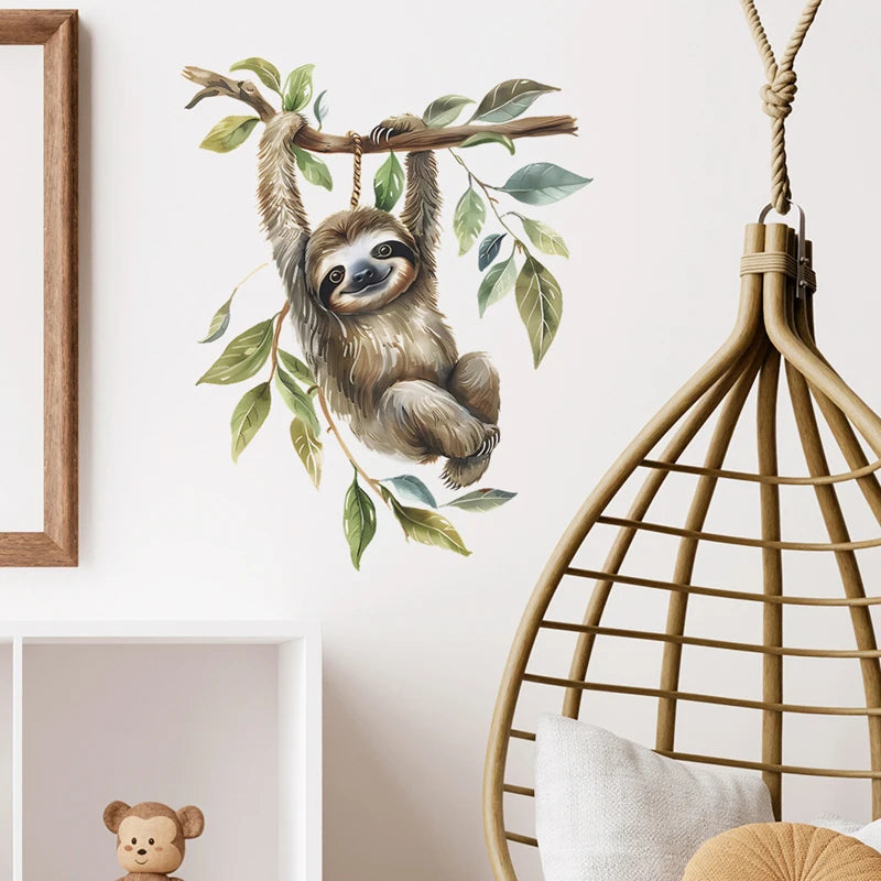 Sloth Climbs Tree Branch Wall Sticker