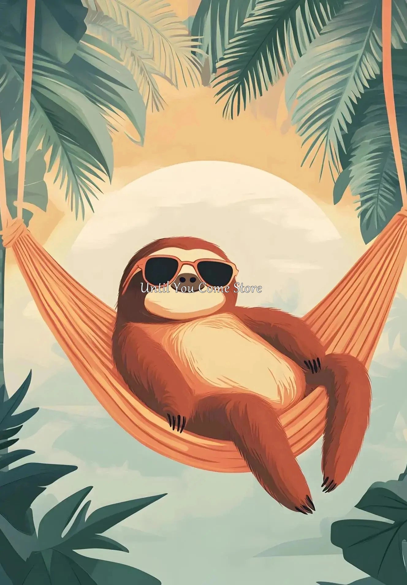 Sloth Retro Art Poster