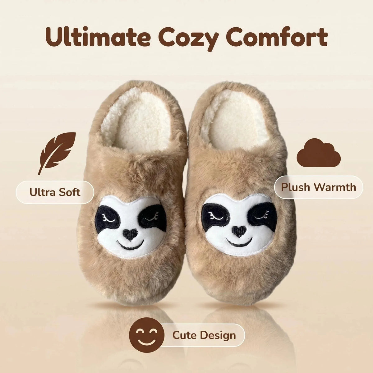 Cartoon Sloth Plush Slippers