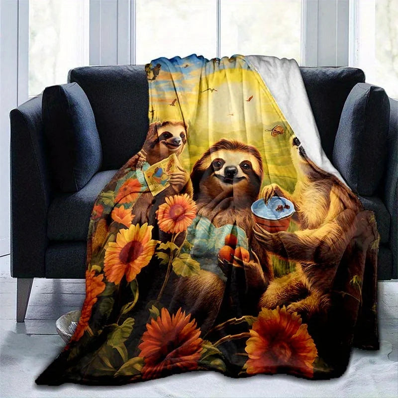 Sloth Family Sunflower Blanket product photo 4