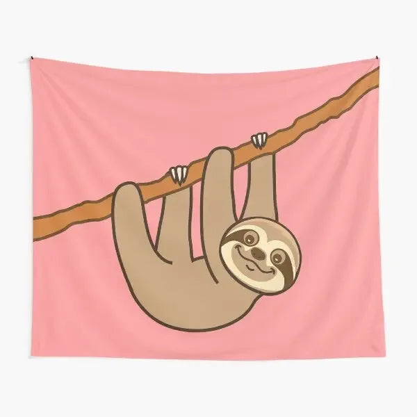 Cute Hanging Sloth Wall Art Tapestry