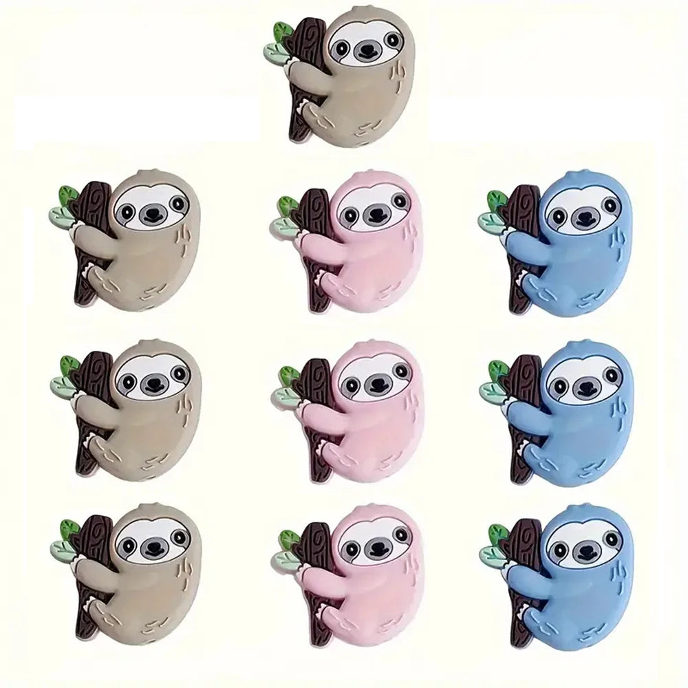 10/30/53 Piece Cute Sloth Silicone Bead Set To Make Keyrings