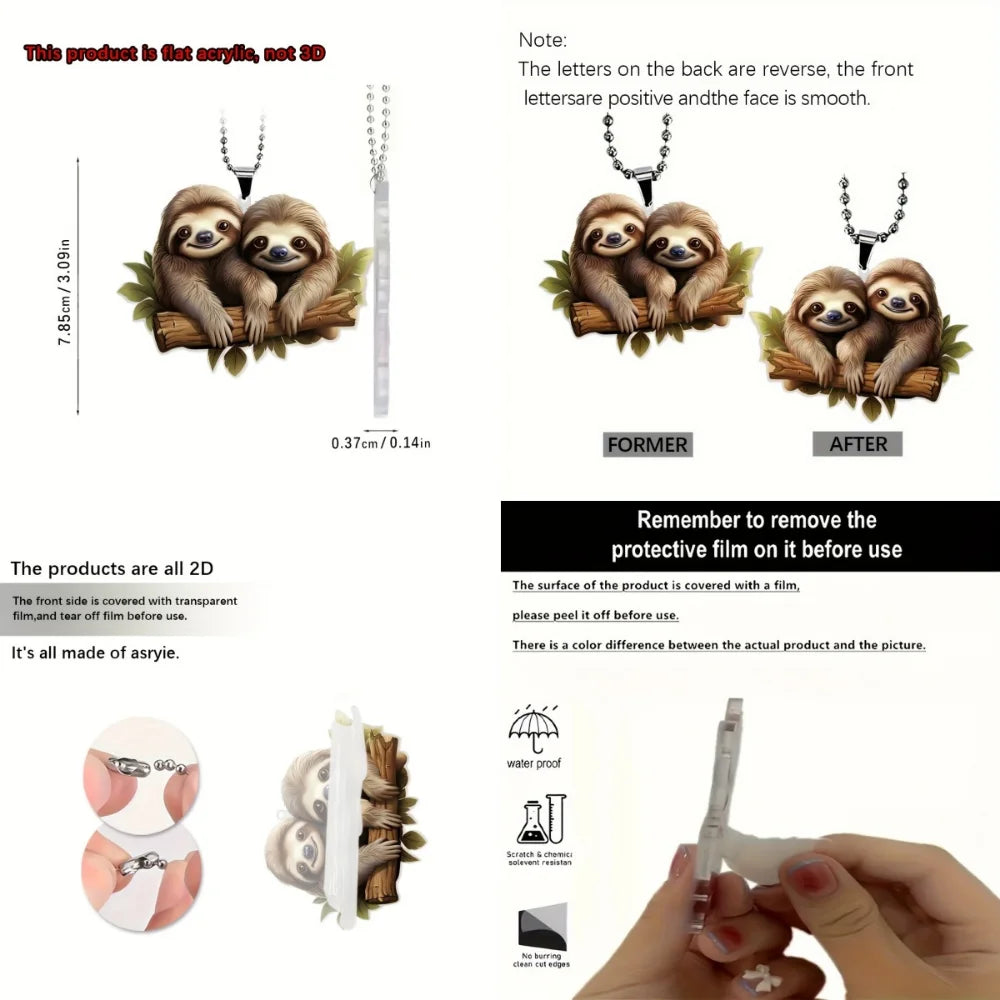 Sloth Duo On Branch 2D Acrylic Keychain