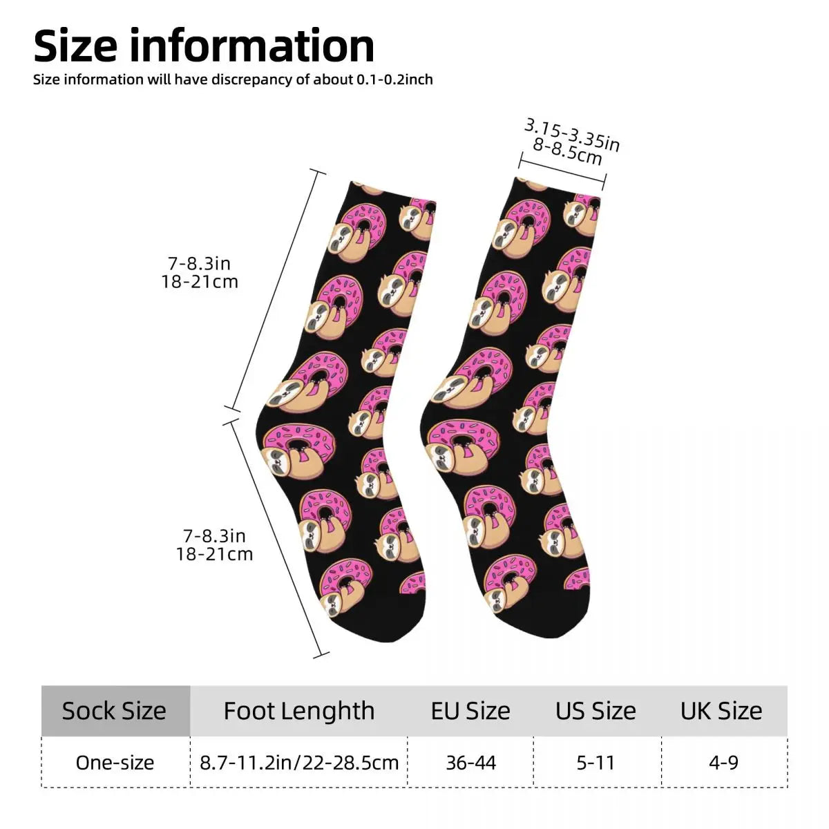 Donut Sloth Crew Sock