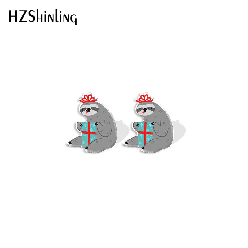 Christmas Sloths Stud Earrings