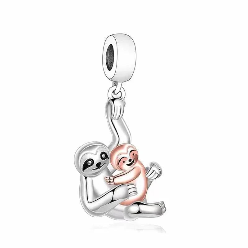 Sterling Silver Sloth & Baby Charm