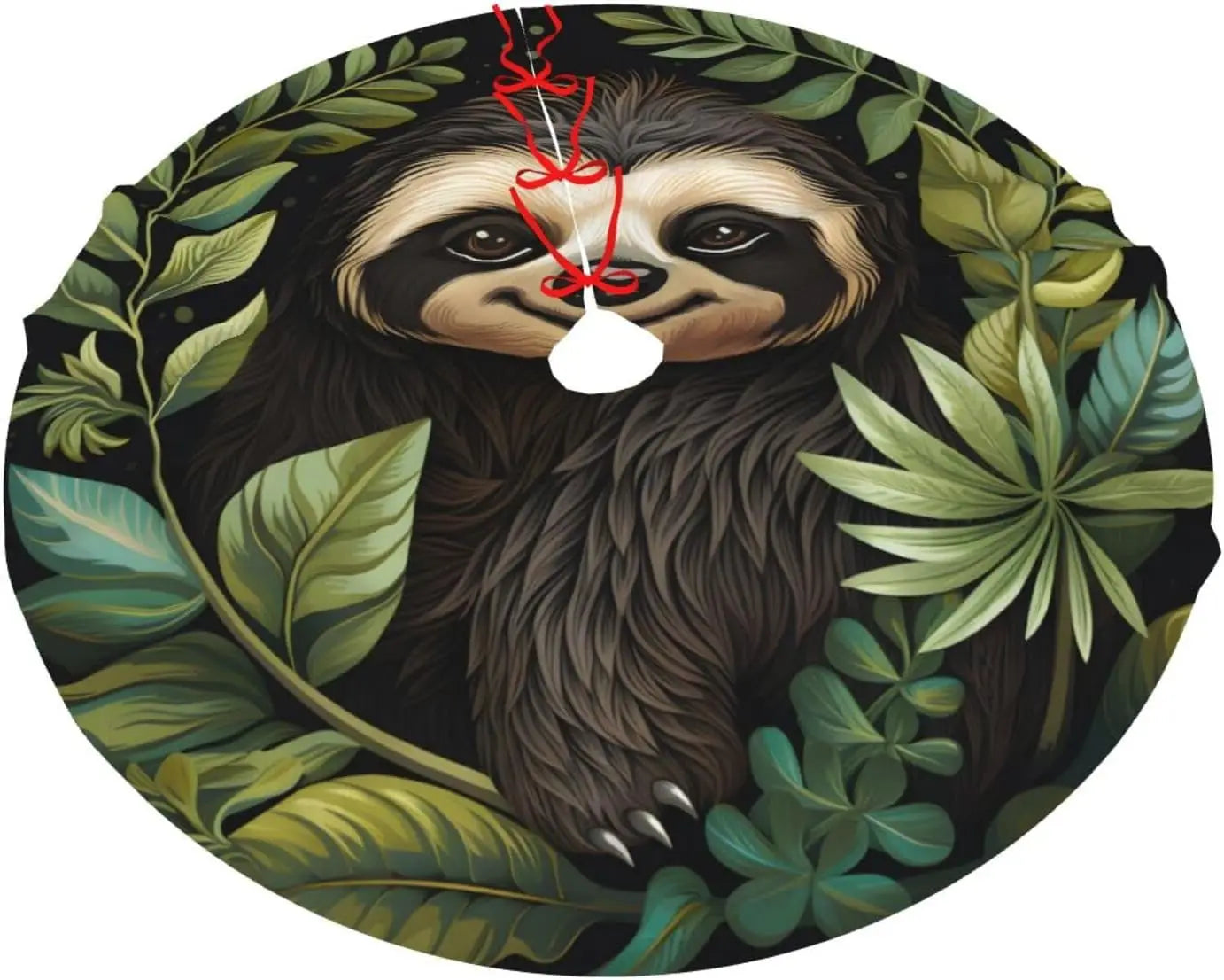 Sloth Leaves Christmas Tree Skirt