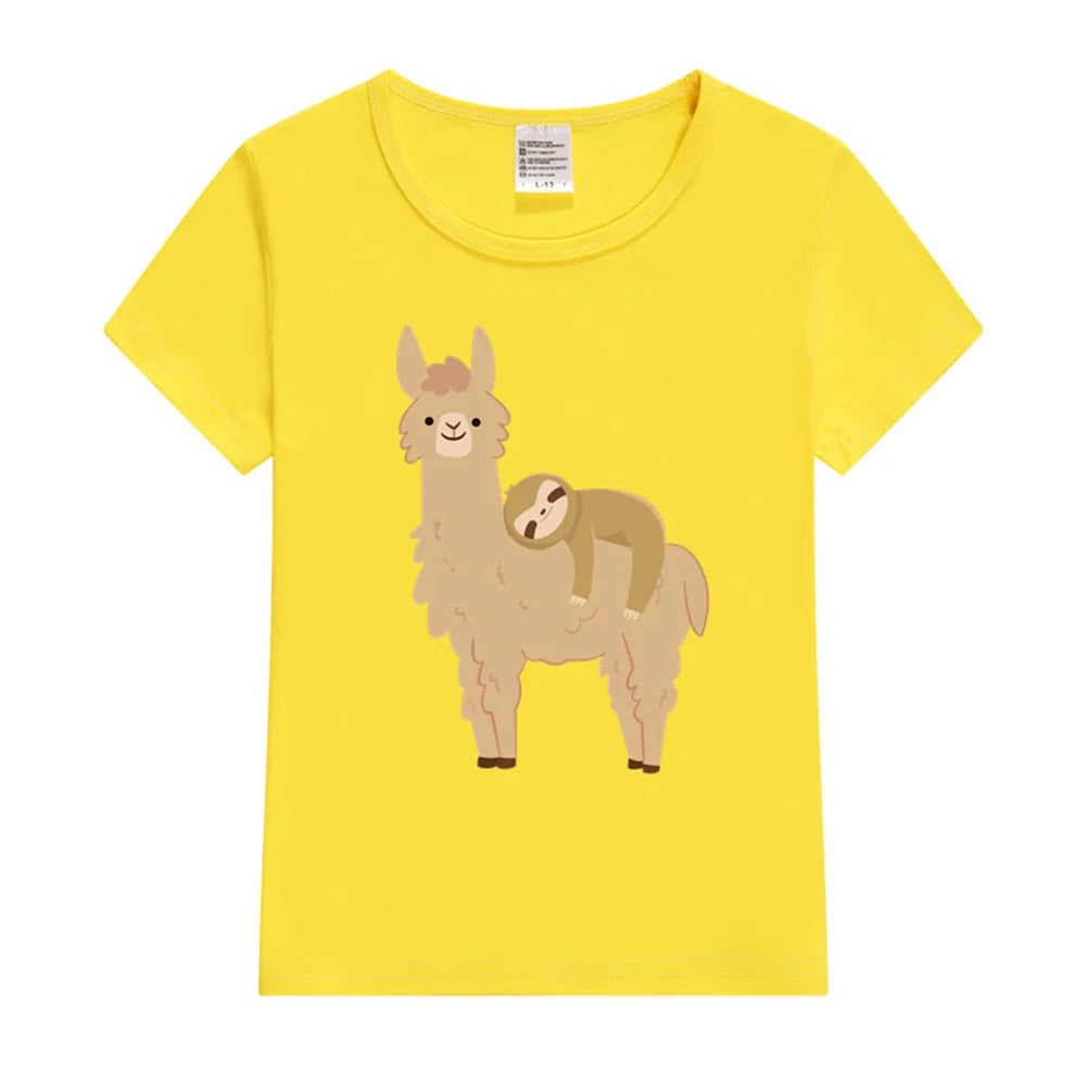 Sloth Relaxing on a Llama T-Shirt