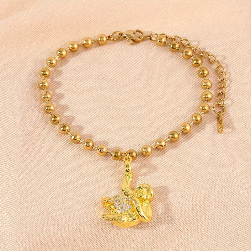 Exquisite Love Sloth Round Bead Bracelet