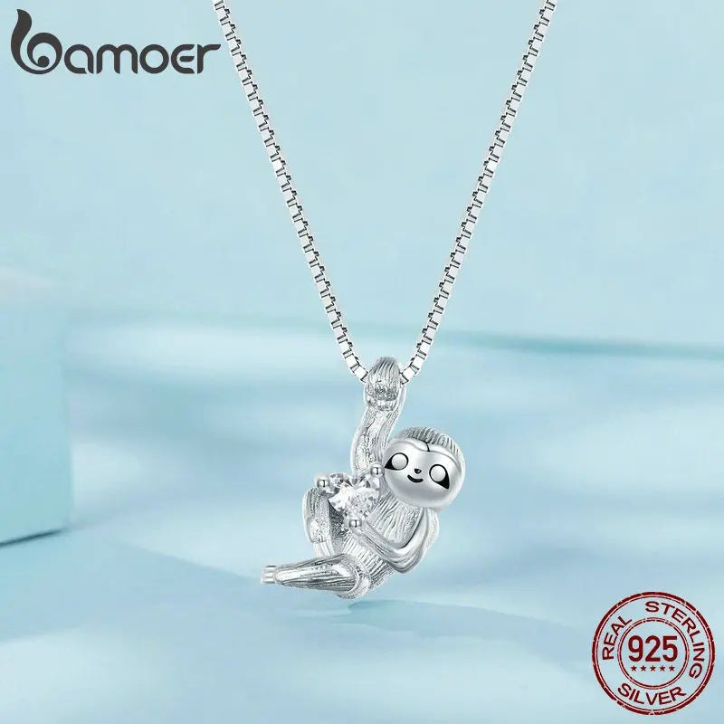 Sterling Silver Sloth Pendant Necklace