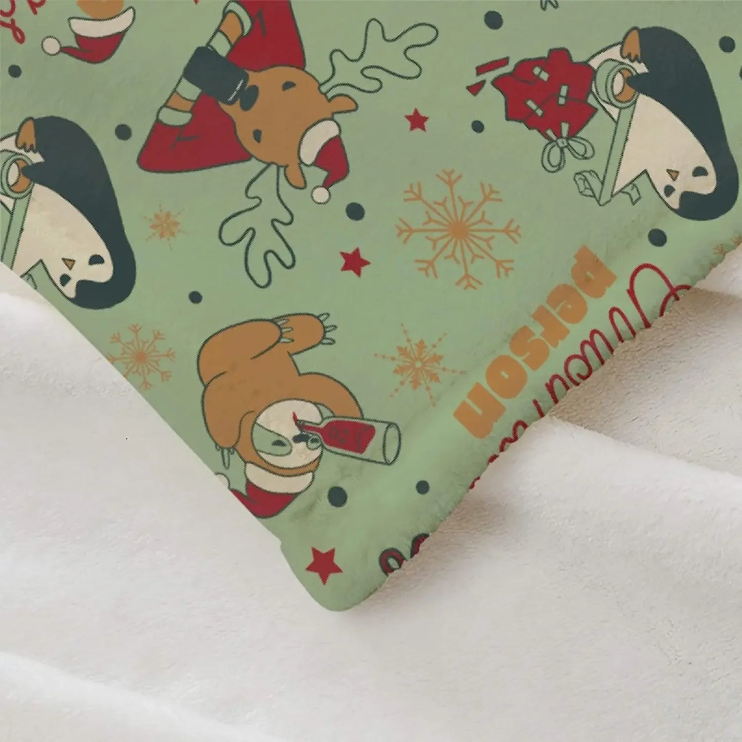 Christmas Sloth, Penguin & Reindeer Blanket