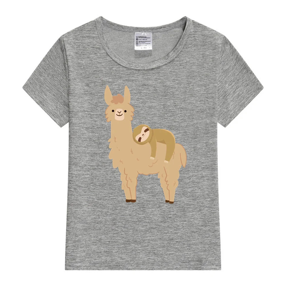 Sloth Relaxing on a Llama T-Shirt