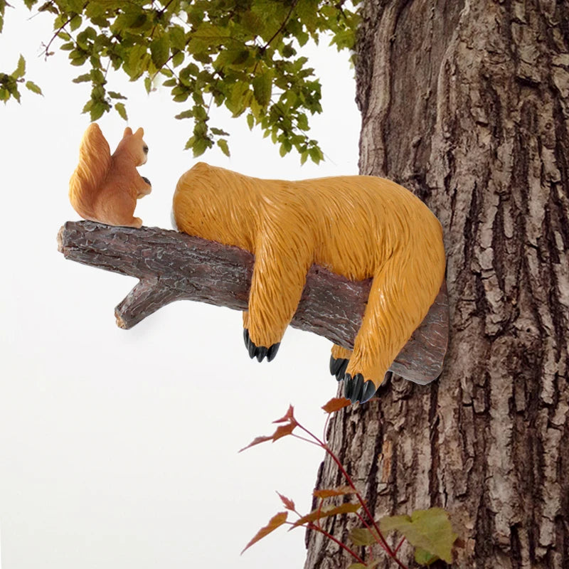 Resin Sloth & Squirrel Tree Hanging Decoration
