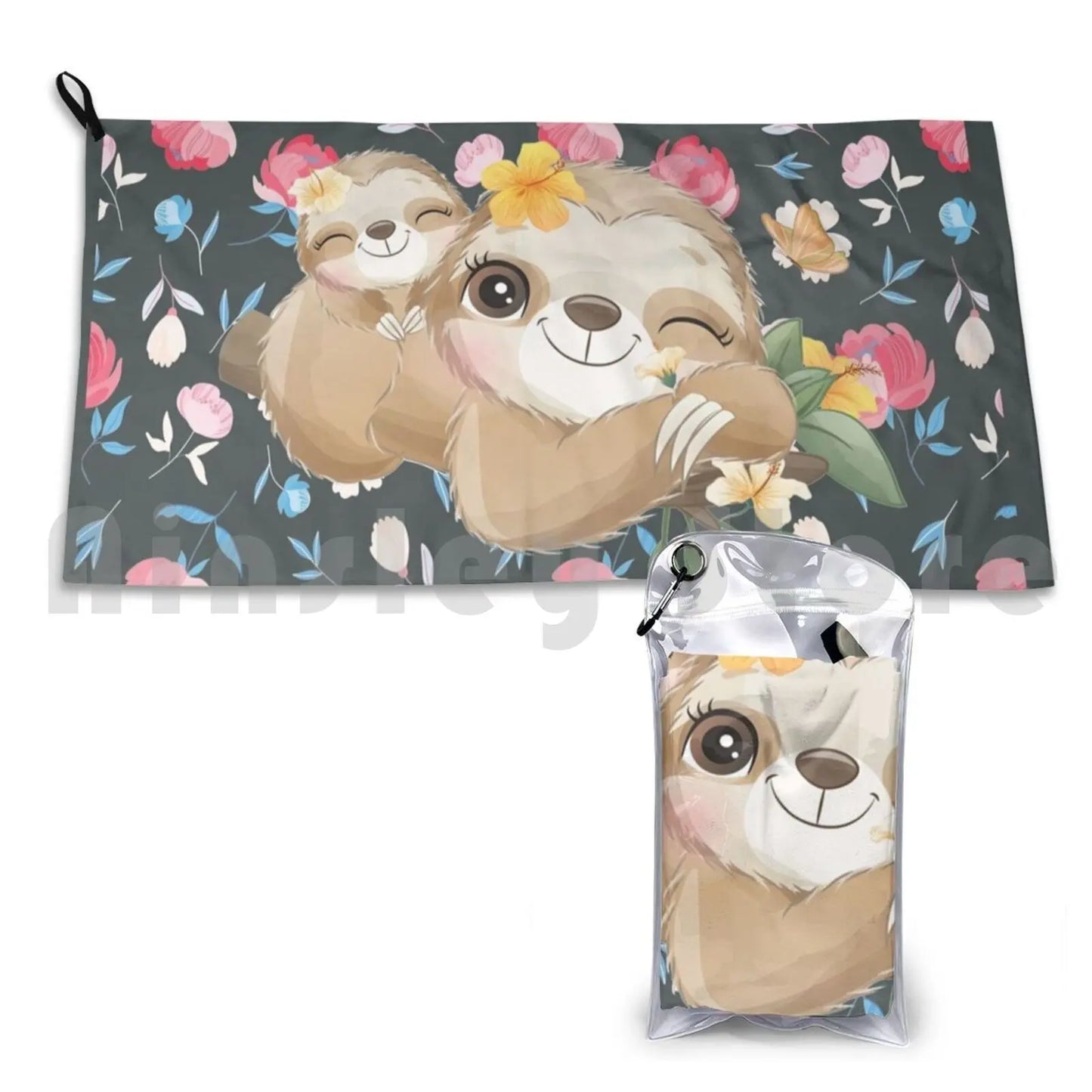 Floral Sloth Towels