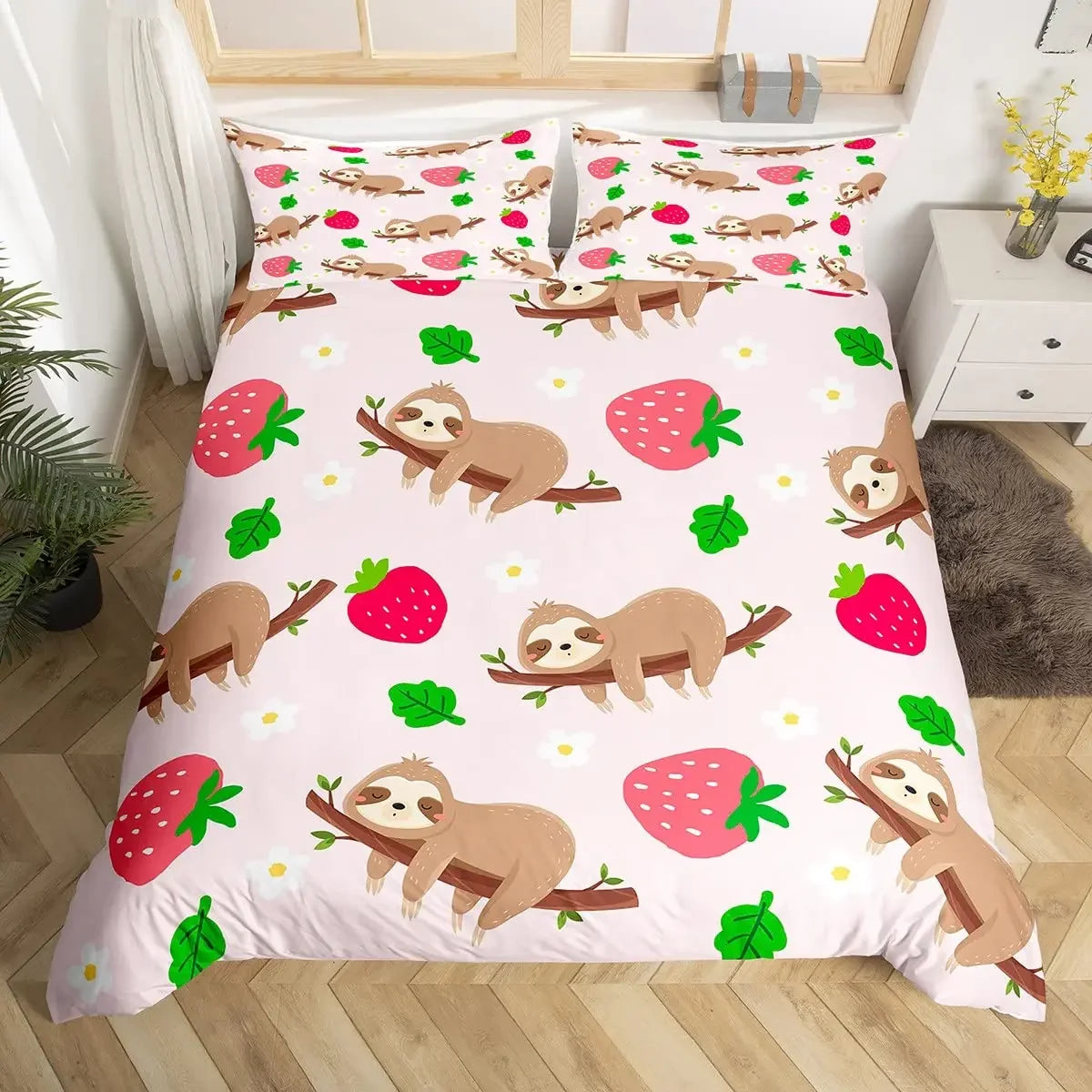 Sloth & Strawberries Bedding Set