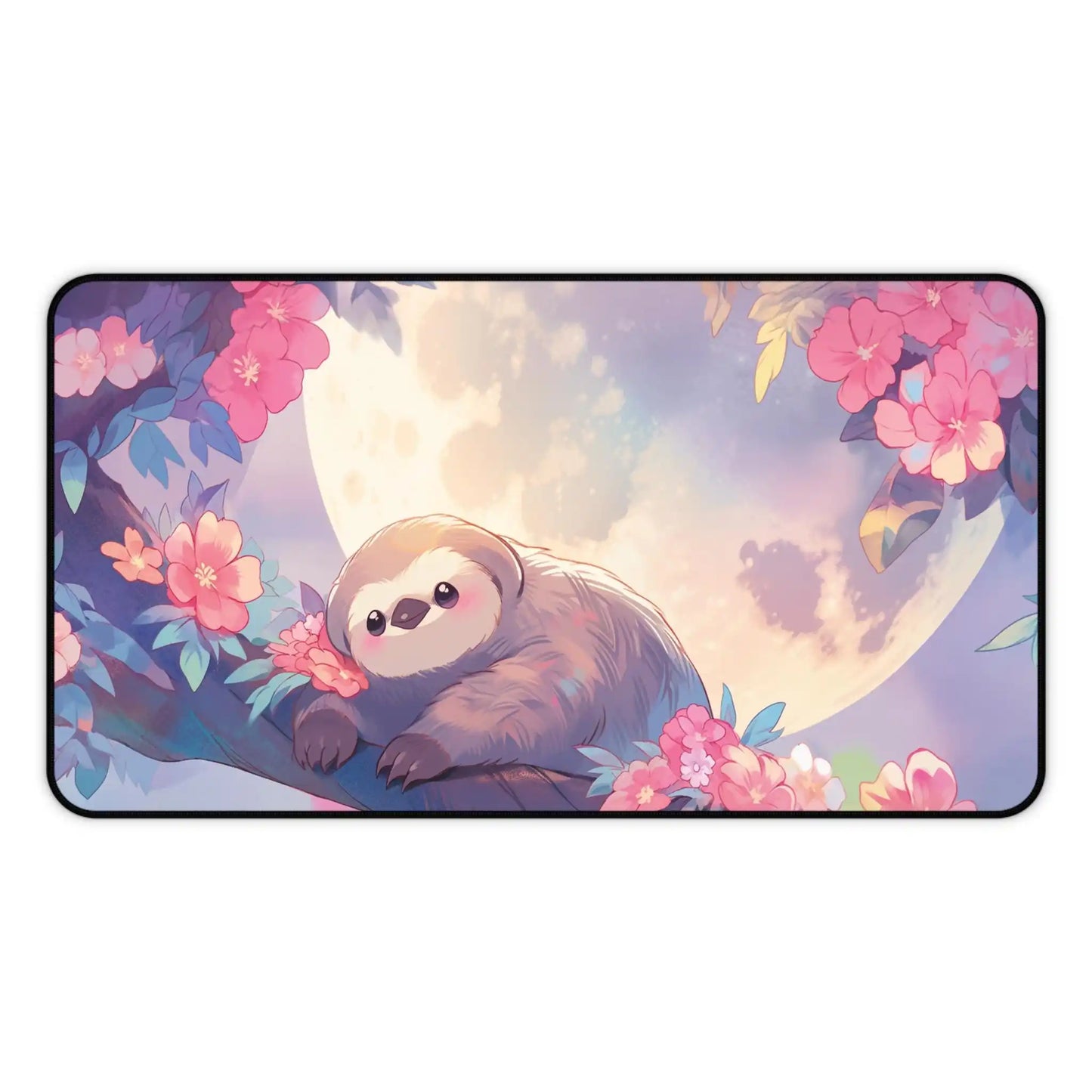 Pink Pastel Anime Sloth Desk Mat