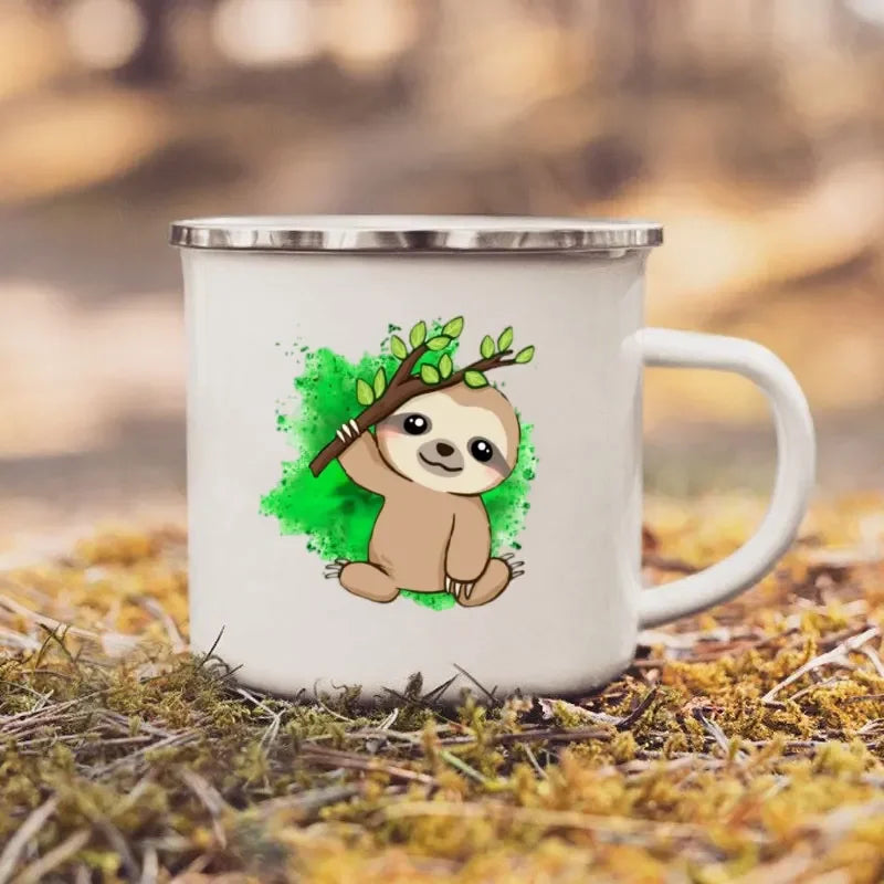 Cute Jungle Sloth Enamel Mug