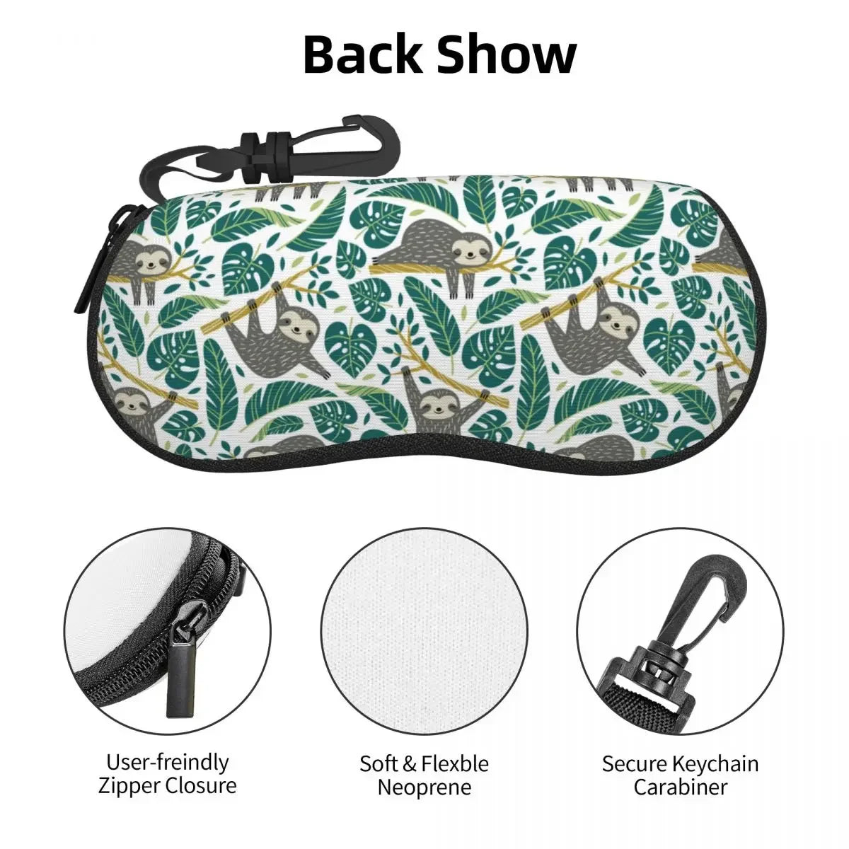 Sloth Tropical Palm Leaves Glasses Case