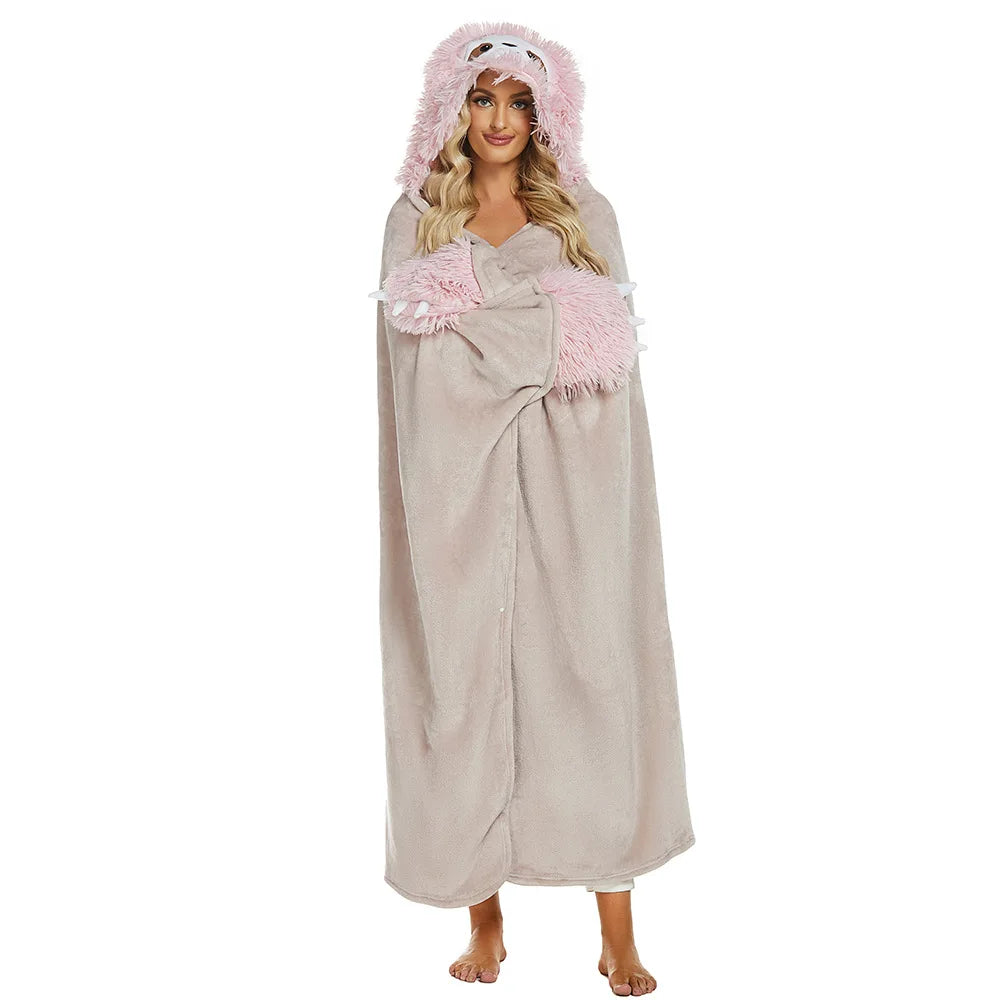 Sloth Wearable Hooded Blanket