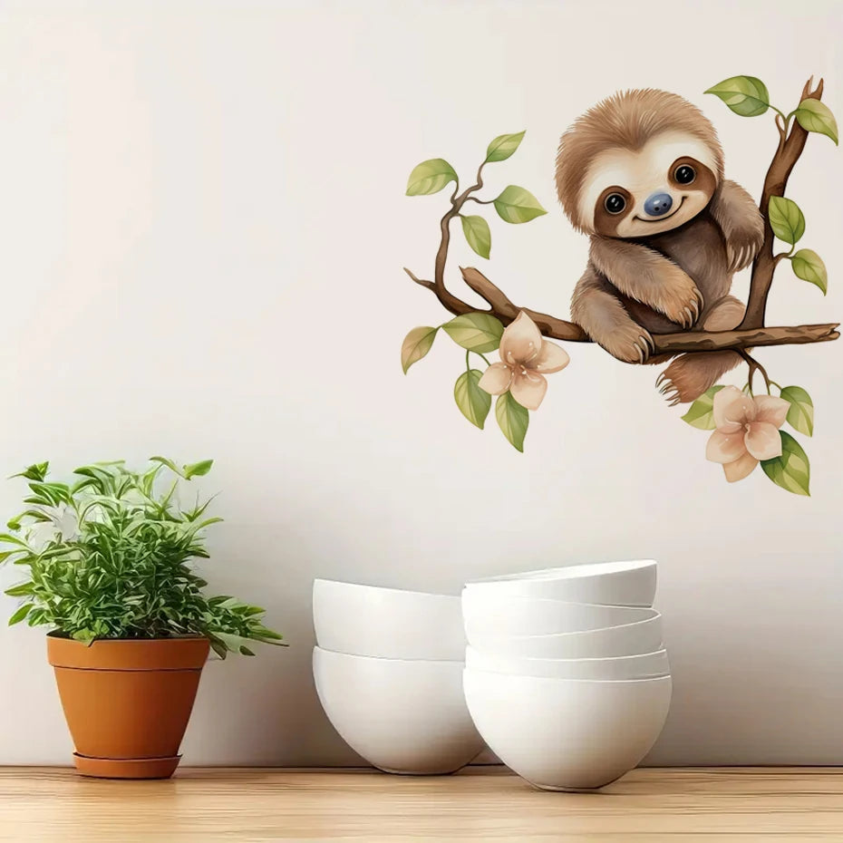 Sloth on a Tree Branch Wall Sticker