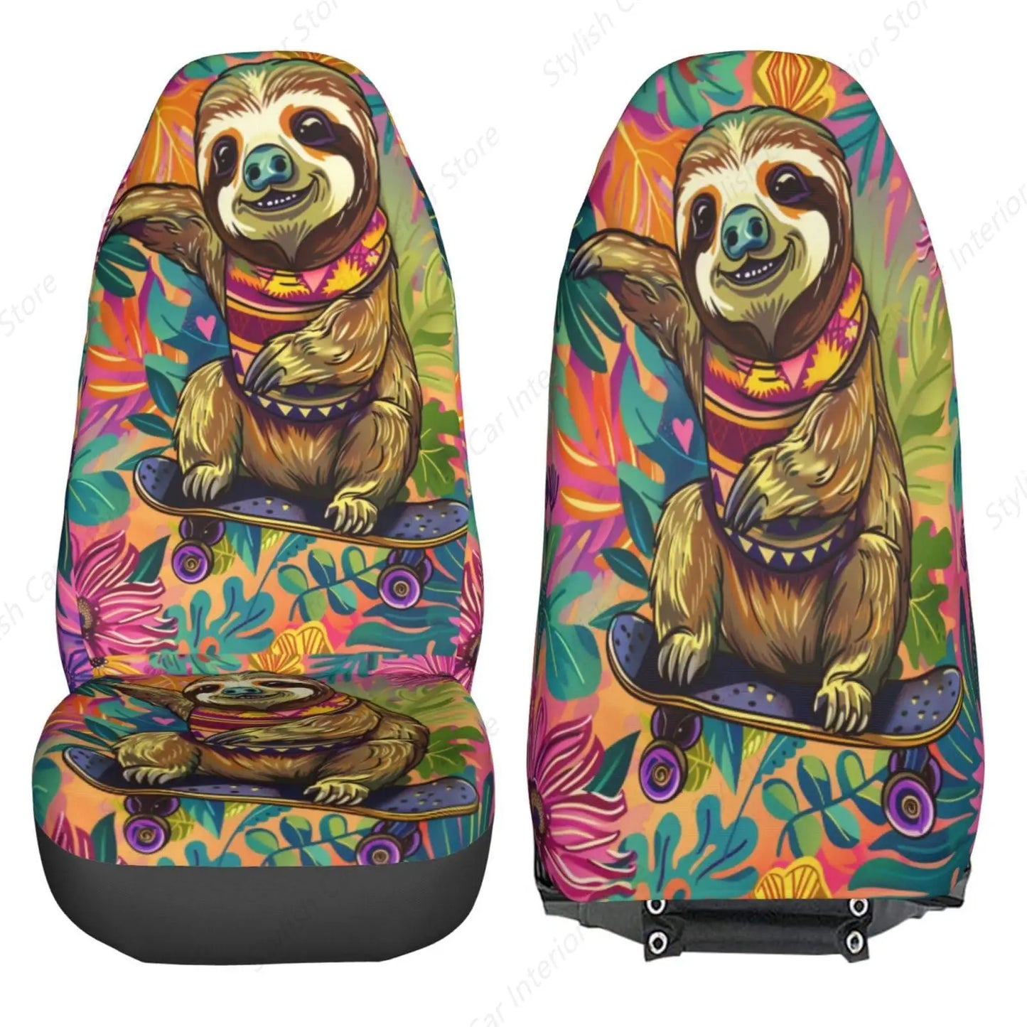 Sloth Skateboard Car Seat Covers