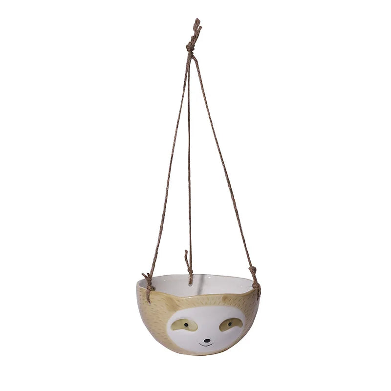 Ceramic Sloth Hanging Flowerpot