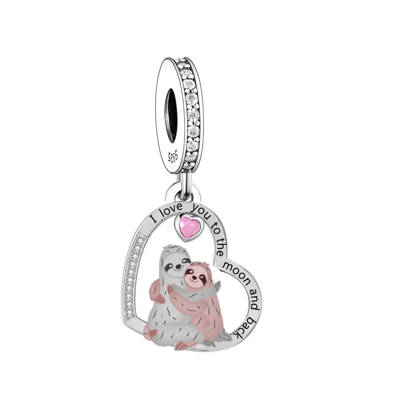 Sterling Silver I Love You To The Moon & Back Sloth Charm
