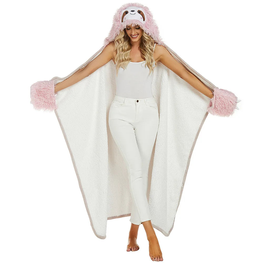 Sloth Wearable Hooded Blanket