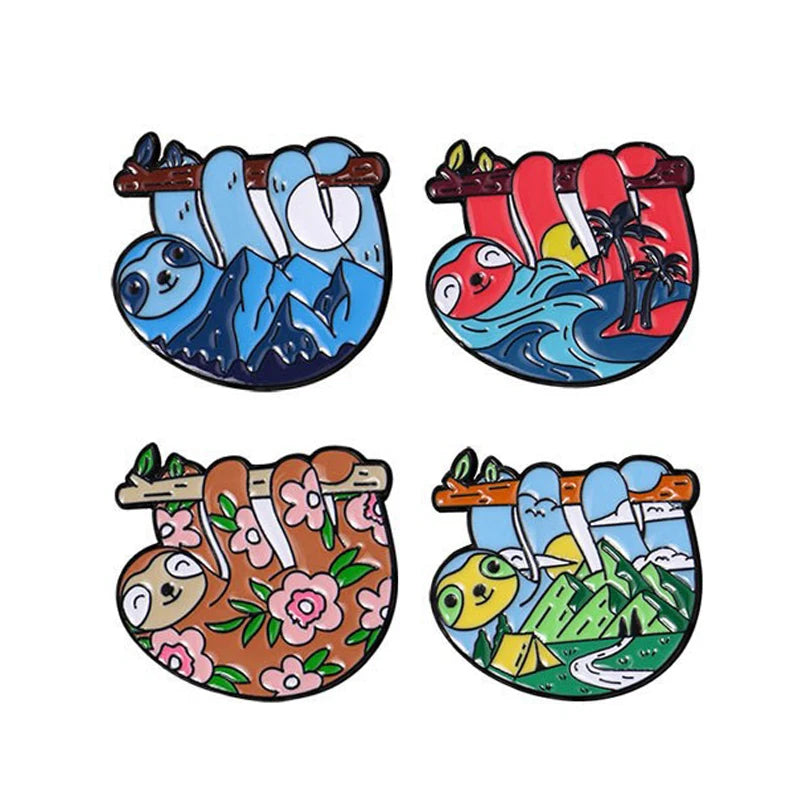 Cartoon Sloth Enamel Pin Badges