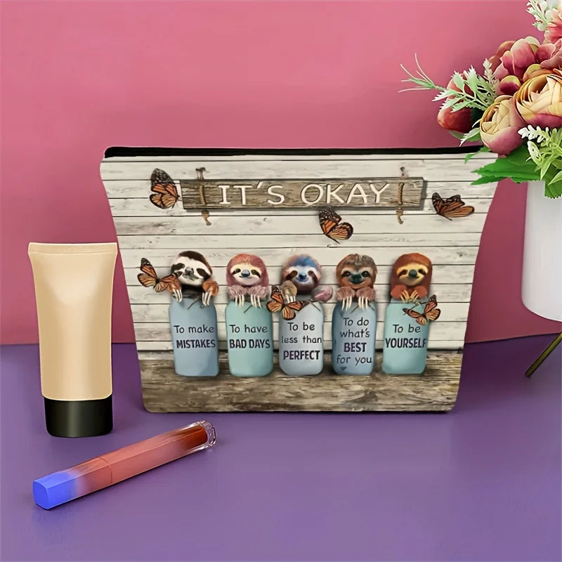 It's Okay Sloth Butterfly Cosmetic Bag