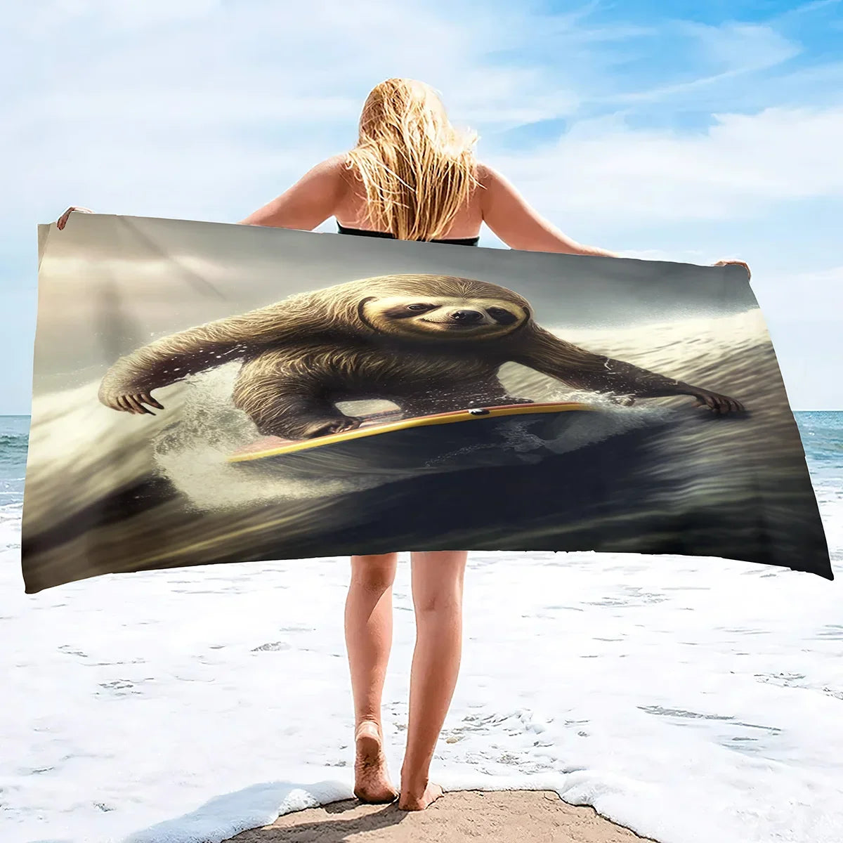 Surfing Sloth Towel