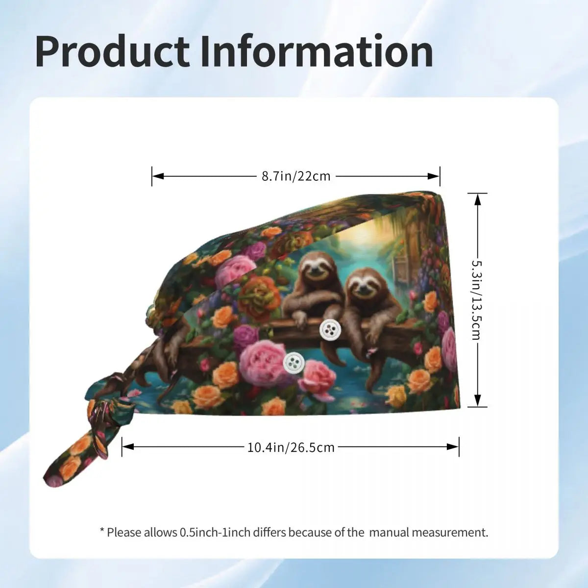 Jungle Floral Sloth Scrub Hat