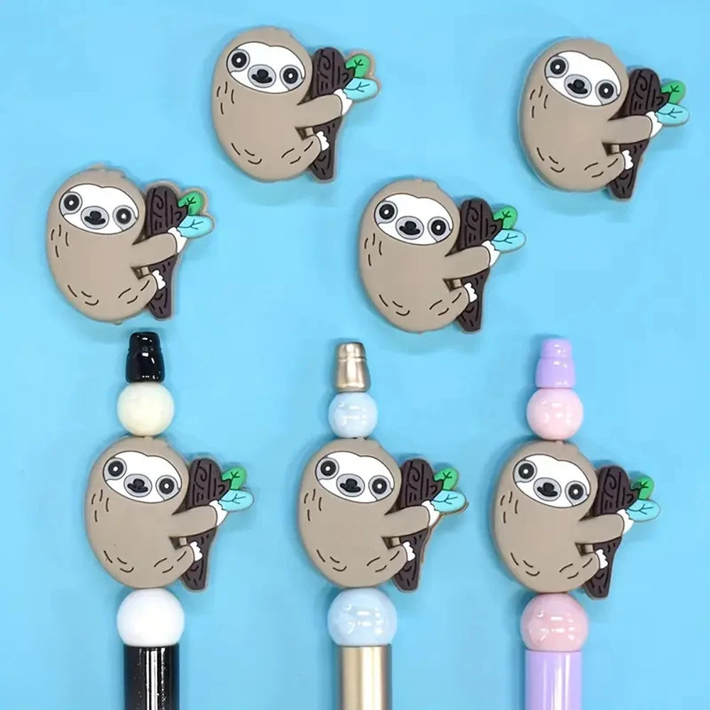 10/30/53 Piece Cute Sloth Silicone Bead Set To Make Keyrings
