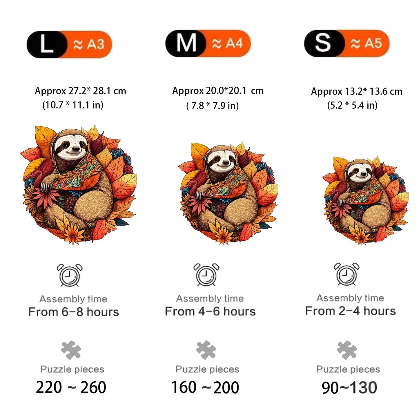 Cute Sloth Wooden Puzzle