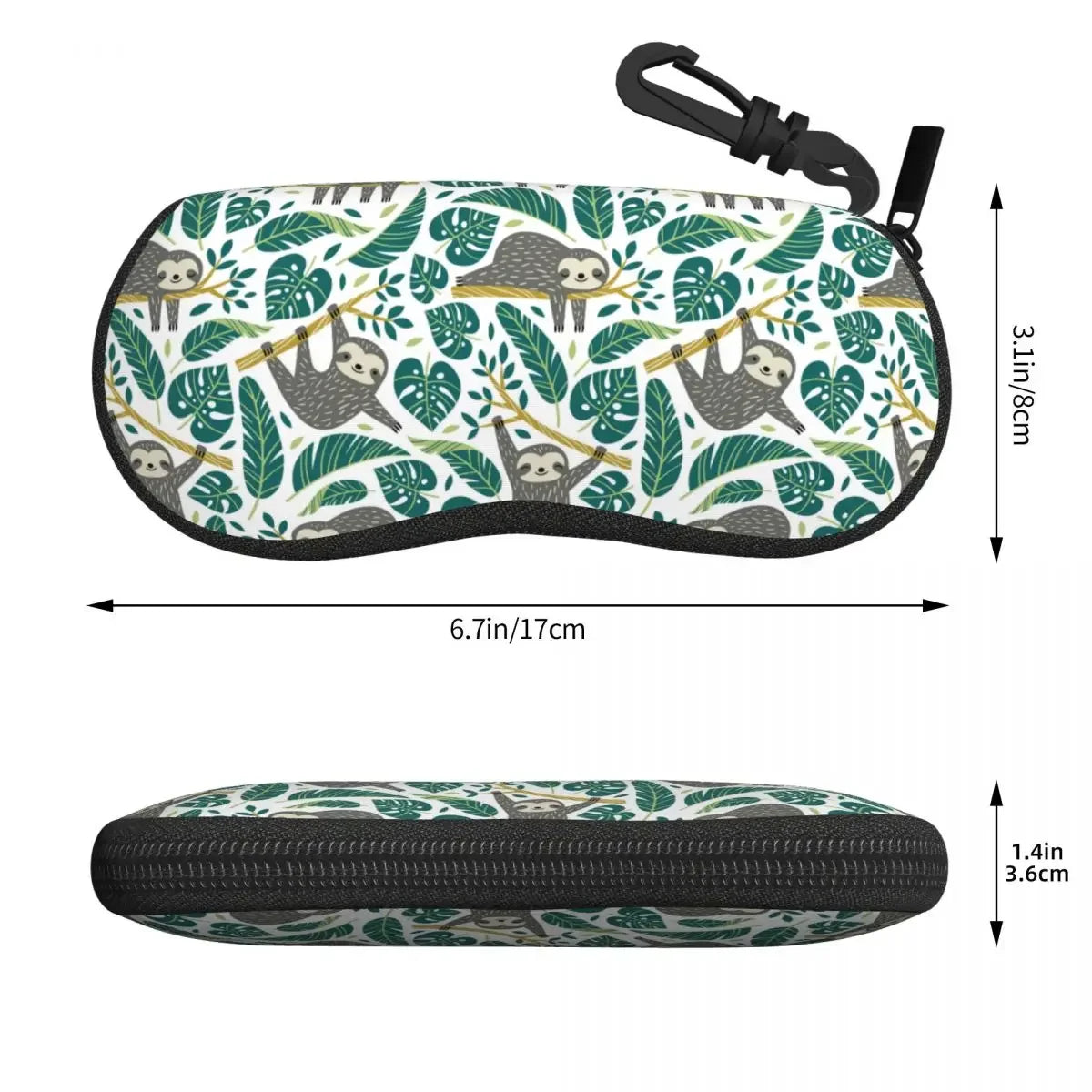 Sloth Tropical Palm Leaves Glasses Case