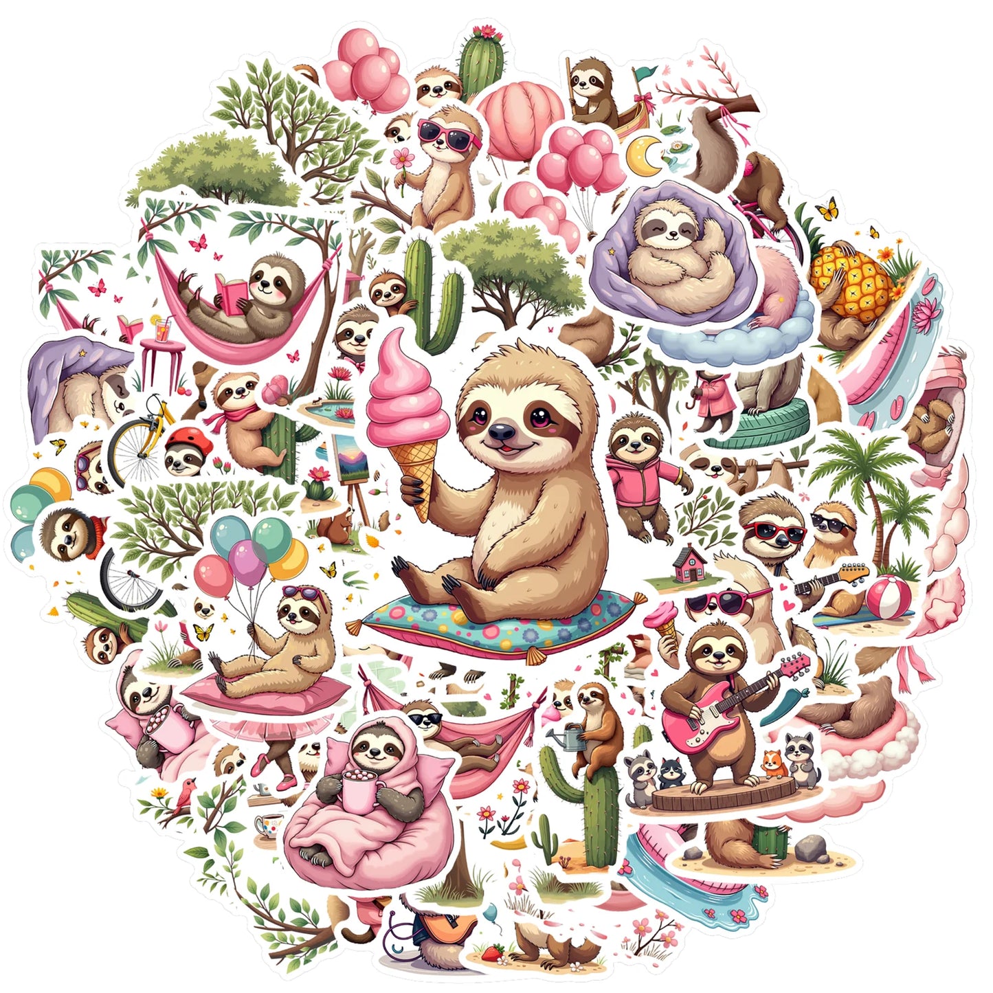 Playful Sloth Stickers