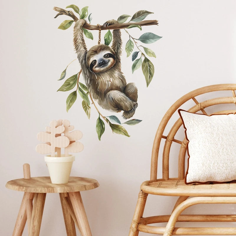 Sloth Climbs Tree Branch Wall Sticker