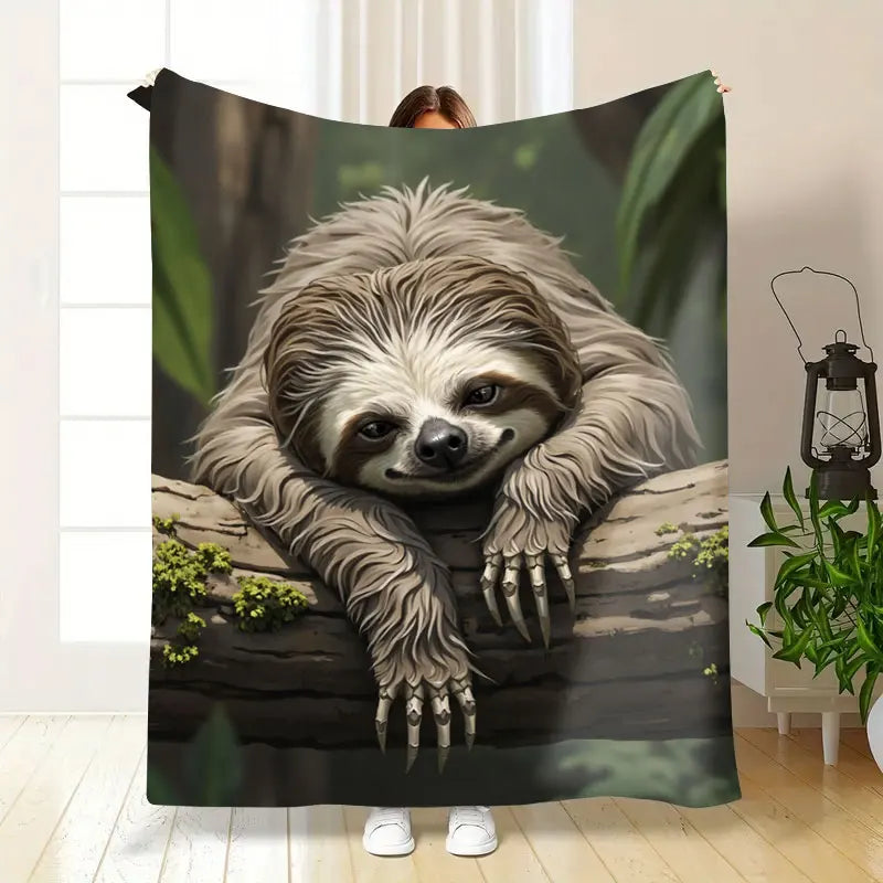 Sloth On Tree Branch Blanket