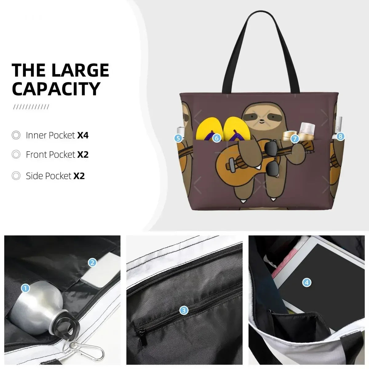 Guitar Sloth Beach Travel Bag