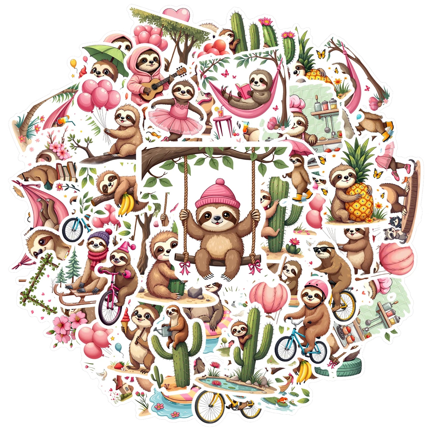 Playful Sloth Stickers
