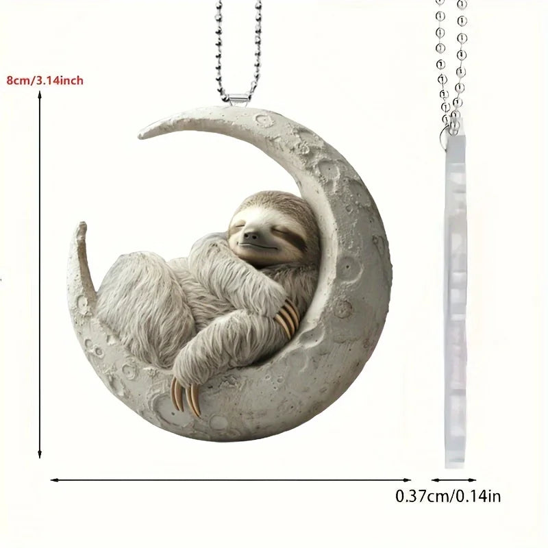 Sloth On The Moon Keychain
