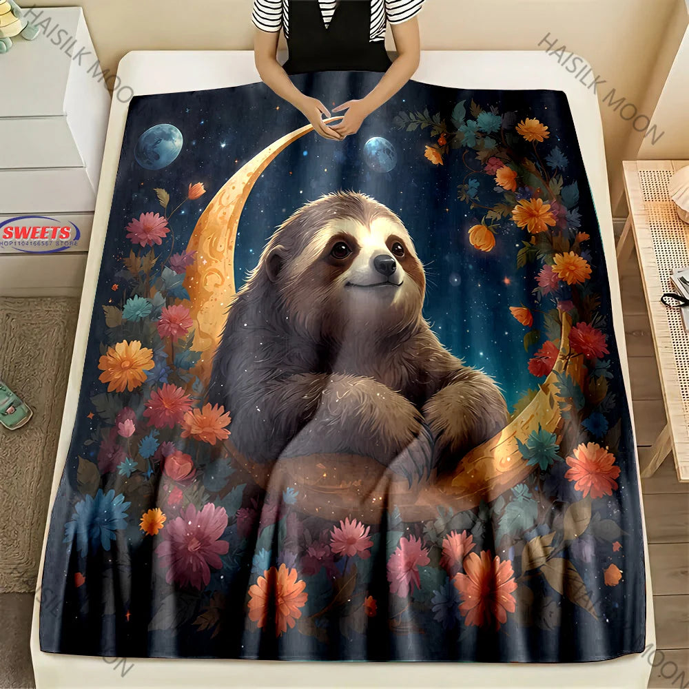Sloth & Crescent Moon Blanket