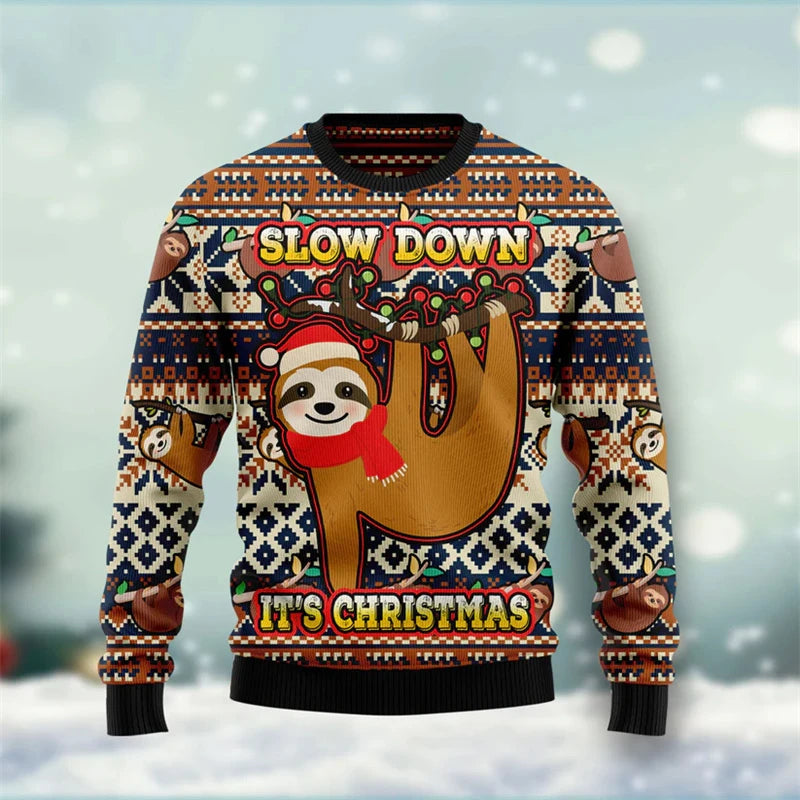 Slow Down It's Christmas Sloth Christmas Jumper