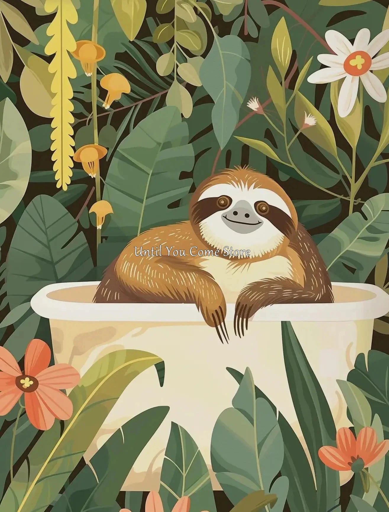 Sloth Retro Art Poster