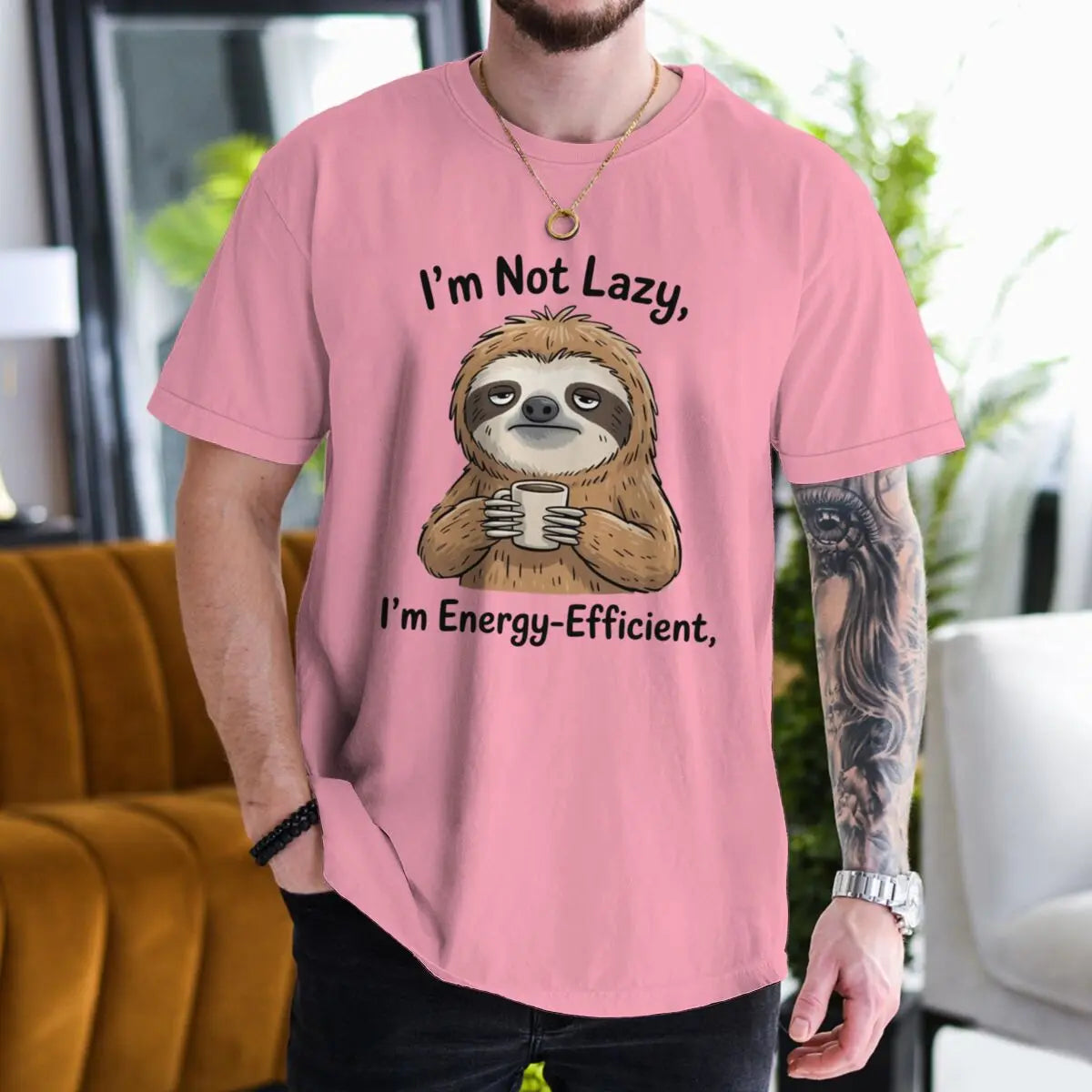 I'm Not Lazy I'm Energy-Efficient Sloth & Coffee T-Shirt