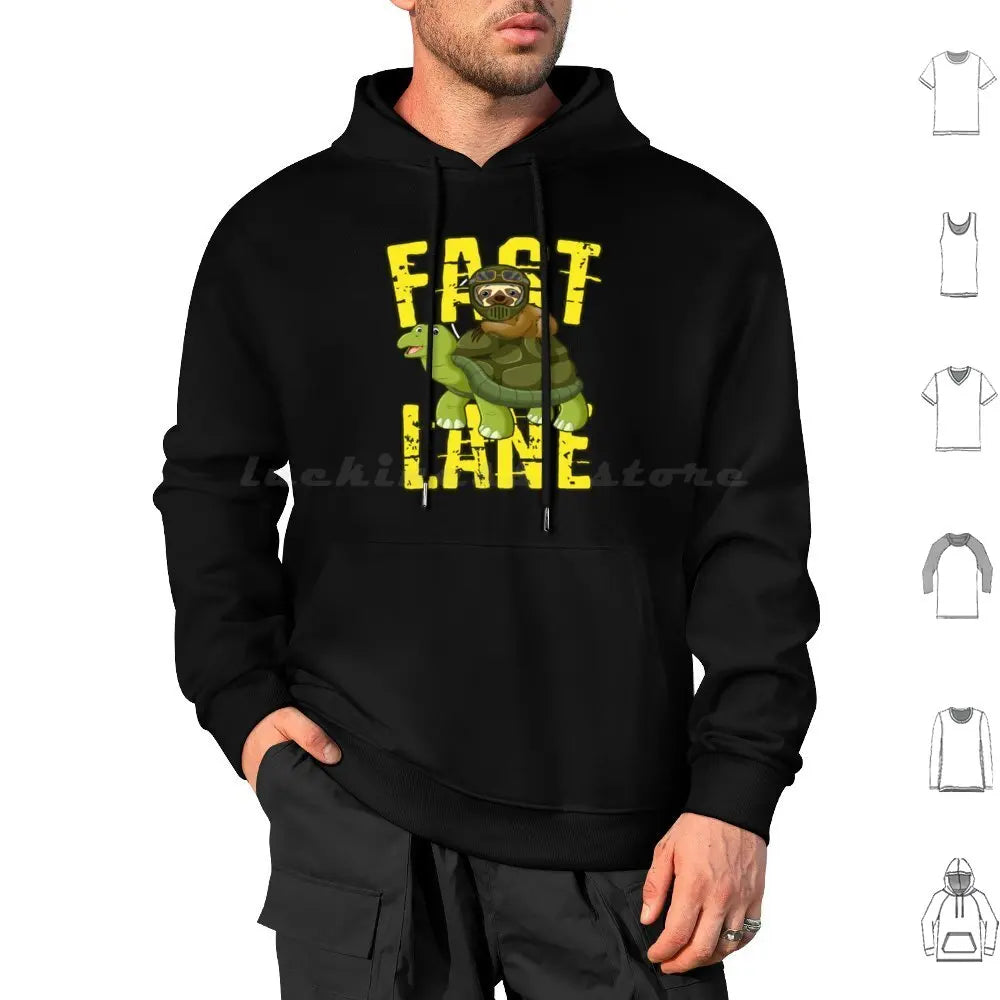 Fast Lane Sloth On Turtle Hoodie