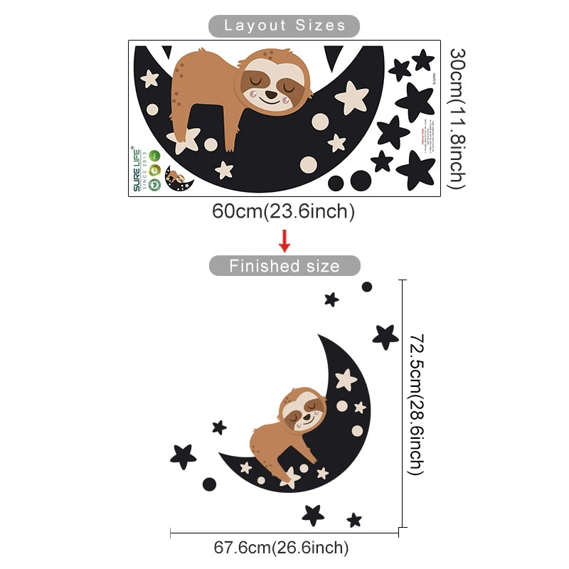Moon Sloth Sleeping Wall Sticker