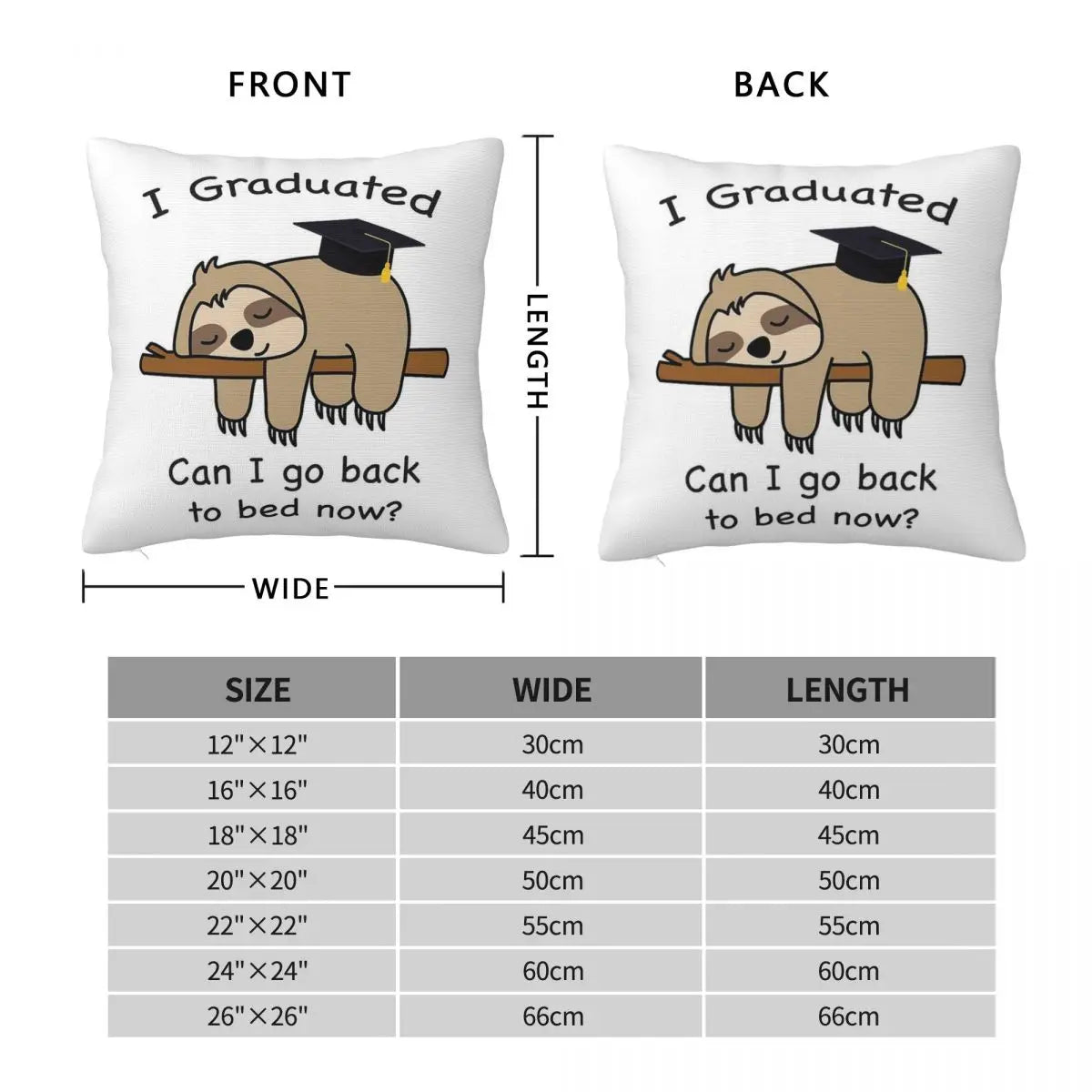Graduation Sloth Cushion Cover