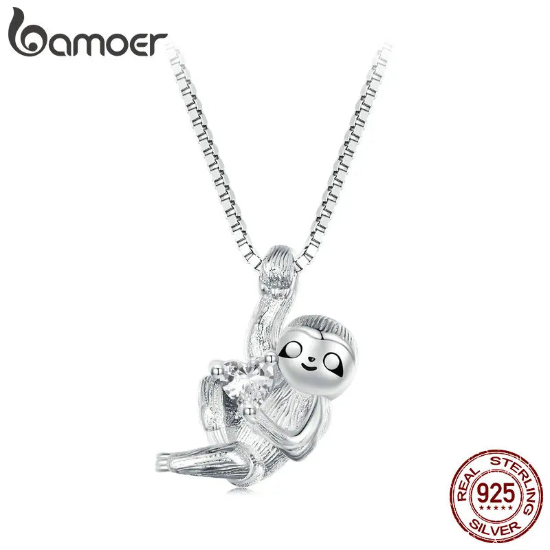 Sterling Silver Sloth Pendant Necklace